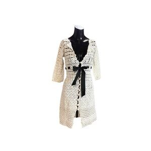Cream Crochet Knit Tie-Front crochet dress Robert Rodriguez